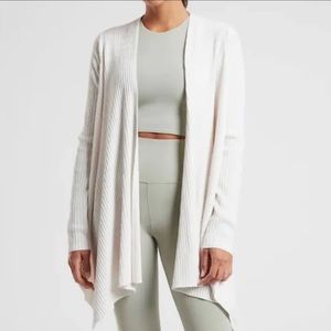ATHLETA Cream Wrap Merino Wool Solstice Cardigan Ribbed Knit Sweater Small S